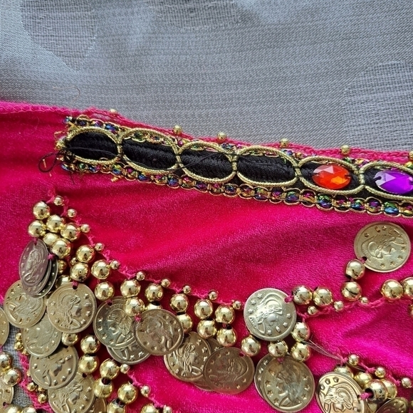 Bellylady set of 2 Belly dance skirt gold coin hip scarf with rhinestones - Picture 15 of 16